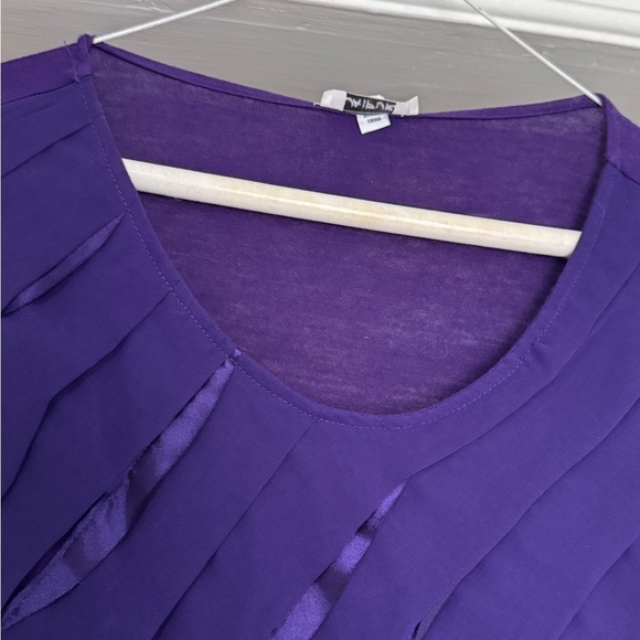 💜 Vintage Stunning Jaipur Purple Sleeveless Top with Satin Front Pleats - Size L - Picture 3 of 15